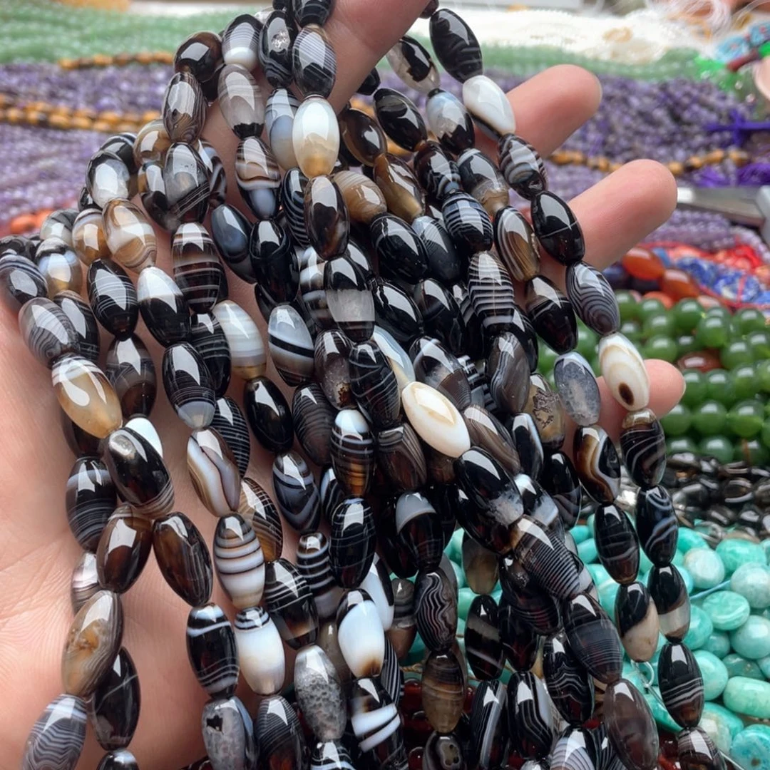 玛瑙/玉髓合金珠宝半成品一条装缠丝玛瑙鼓珠8*15有瑕