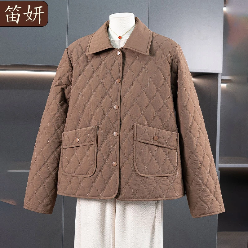 妈妈冬装时尚棉衣翻领加厚棉服老太太洋气棉袄中老年人外套女