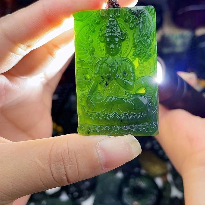 未镶嵌蛇纹石玉颈饰泰山玉玉龙御龙观音