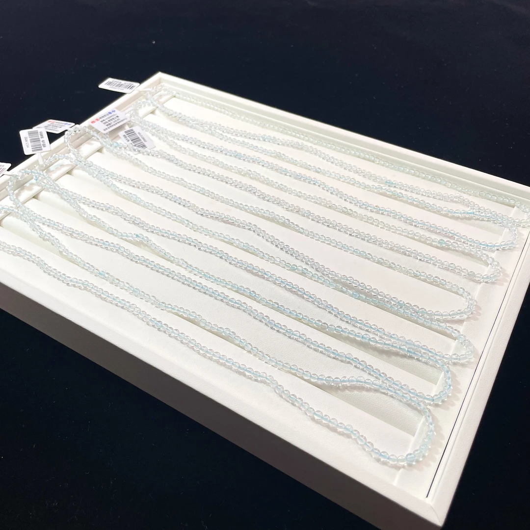 天然冰川透体海蓝宝多圈手串3mm+