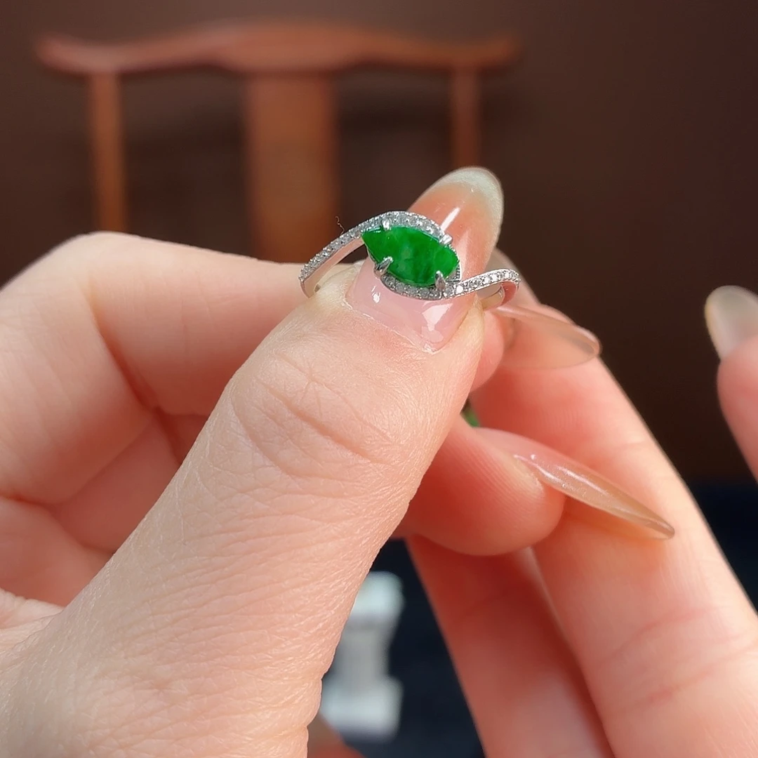 翡翠银S925镶嵌耳饰戒指