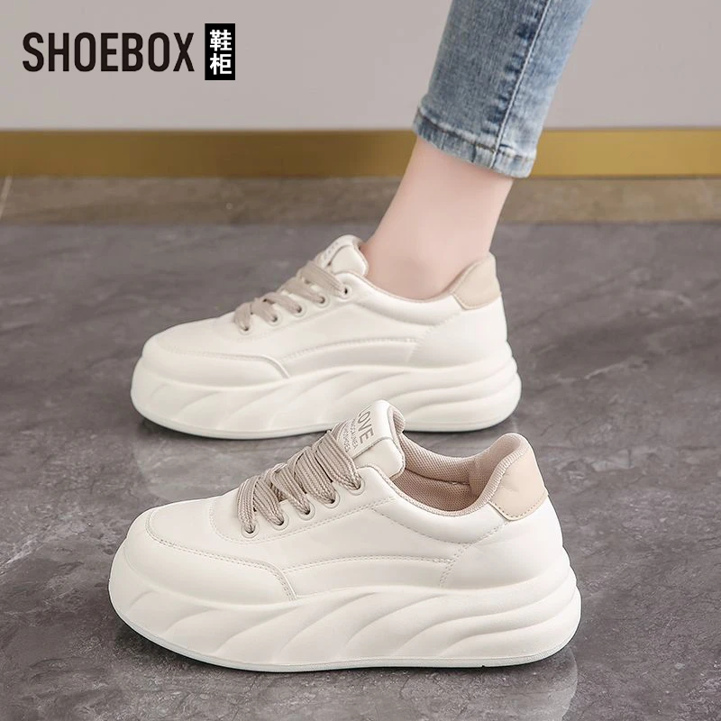 SHOEBOX鞋柜厚底小白鞋女面包2025春秋季新款休闲百搭网红运动