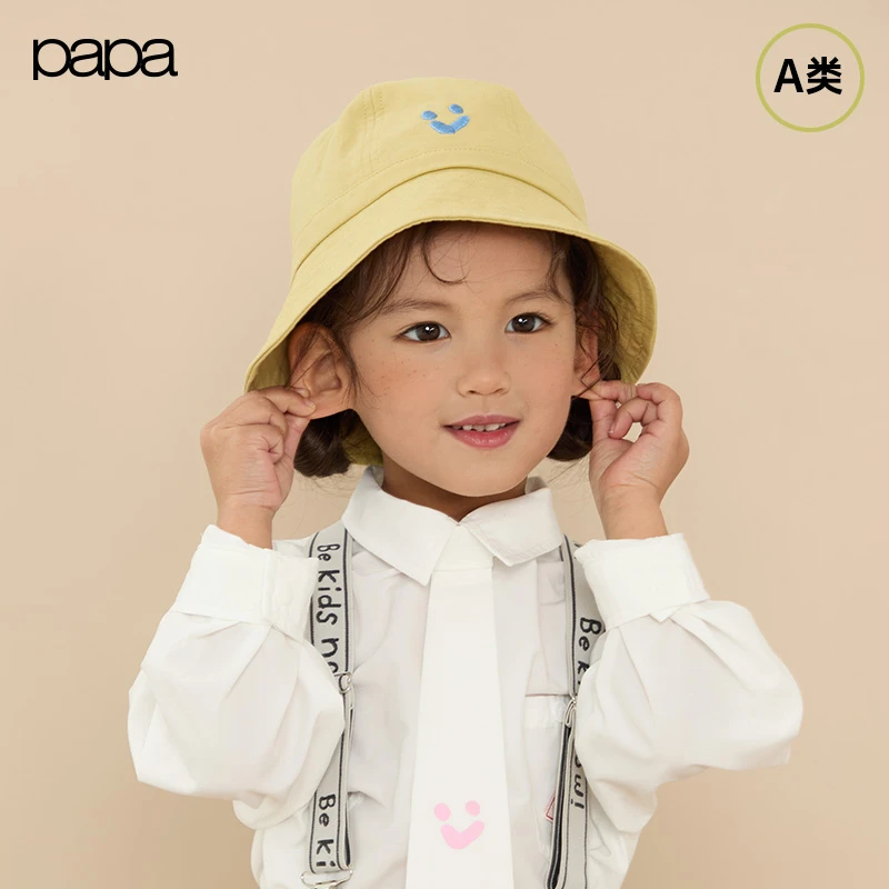 【新品】papa爬爬春季新品儿童时尚休闲百搭卡通薄斜纹渔夫帽