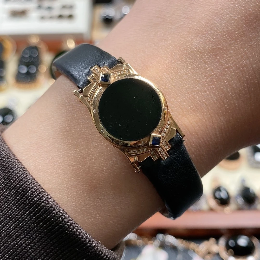 翡翠手链18K金镶嵌1。