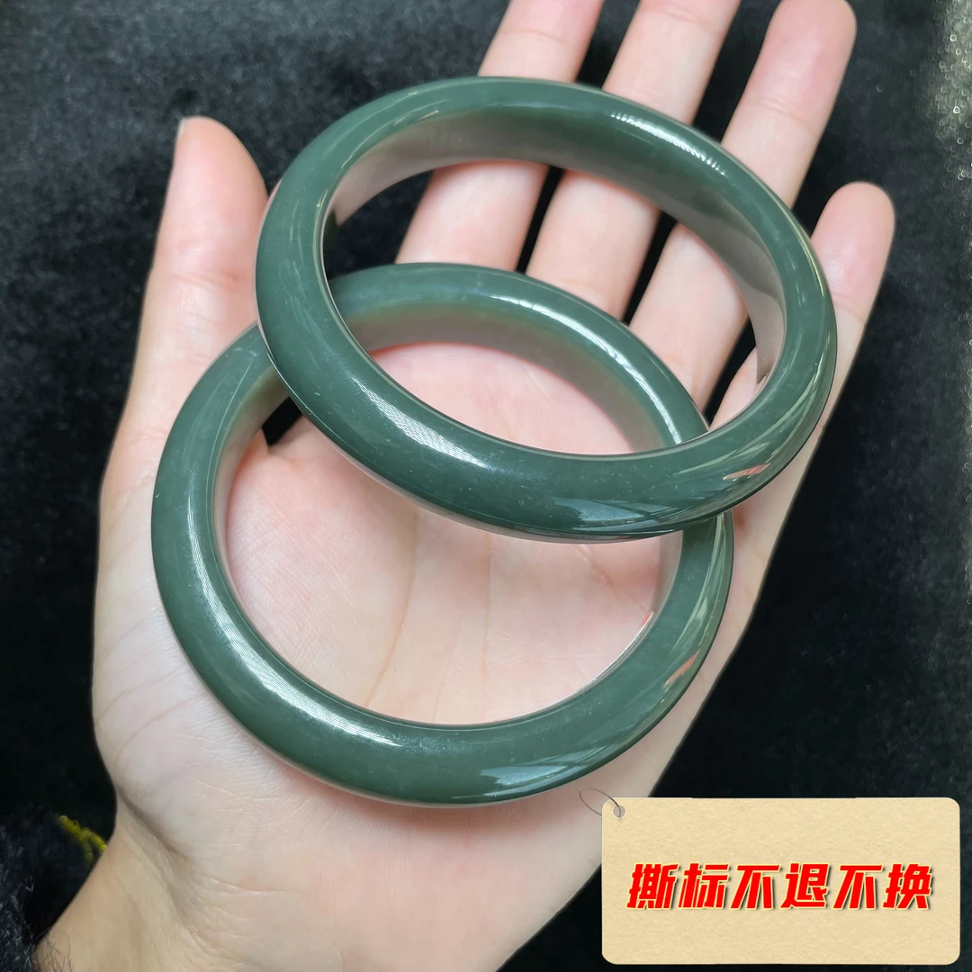 玉美人菲菲^和田玉宽条手镯-多样性发一