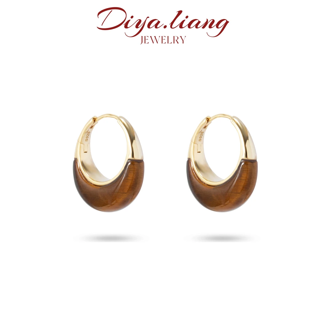 925银耳饰 梁雅帝新品【老钱虎牙C圈】气质百搭时尚纯银耳饰