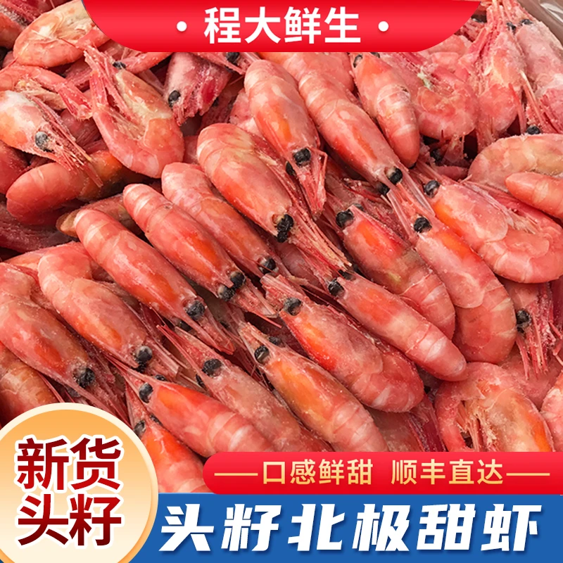新鲜大规格头膏头籽北极甜虾大号腹籽北极虾3斤熟冻即食海鲜水产