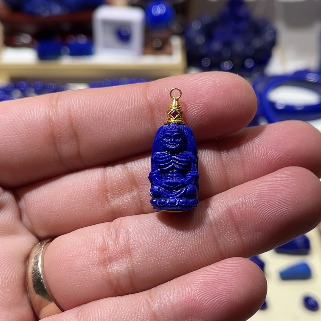 青金石18K金镶嵌苦行僧吊坠