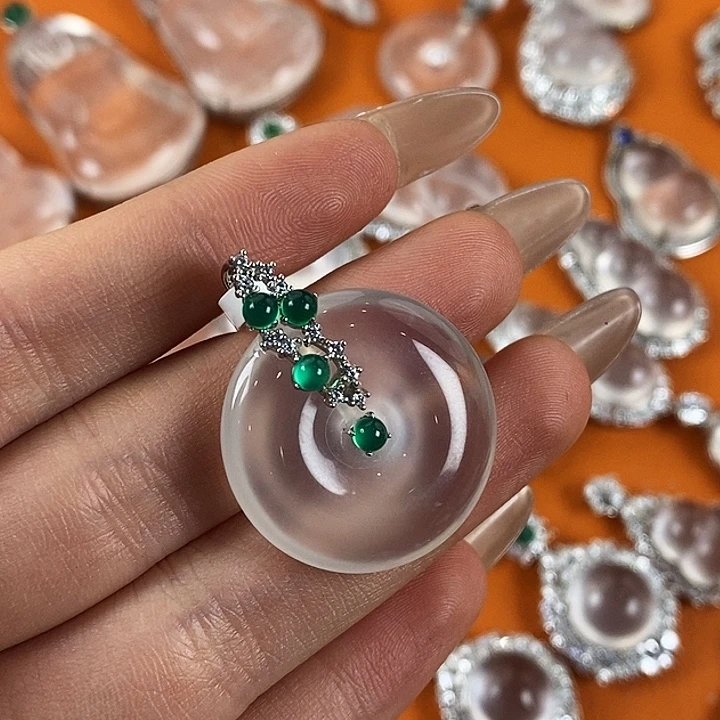 石英质玉银S925镶嵌颈饰