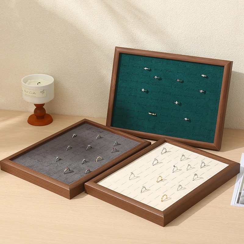 首饰展示架 首饰架首饰盒戒指耳钉展示绒布简约收纳摆摊直播托盘