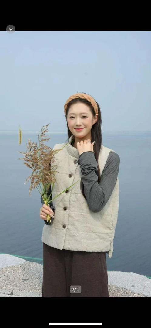 亚麻女款羊毛马甲轻薄柔软百搭水洗复古风保暖无袖