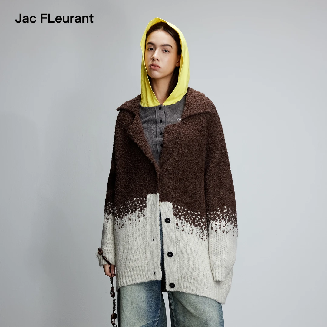 JAC FLEURANT渐变针织毛衣开衫时尚渐变色