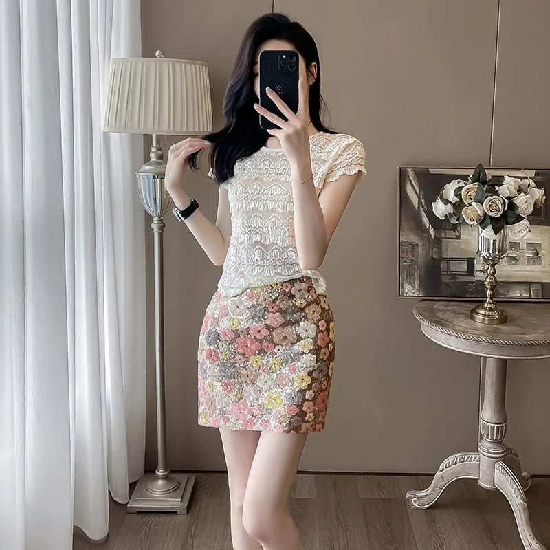 夏装搭配一整套时尚休闲套装裙减龄炸街小个子小香风短裙两件套女