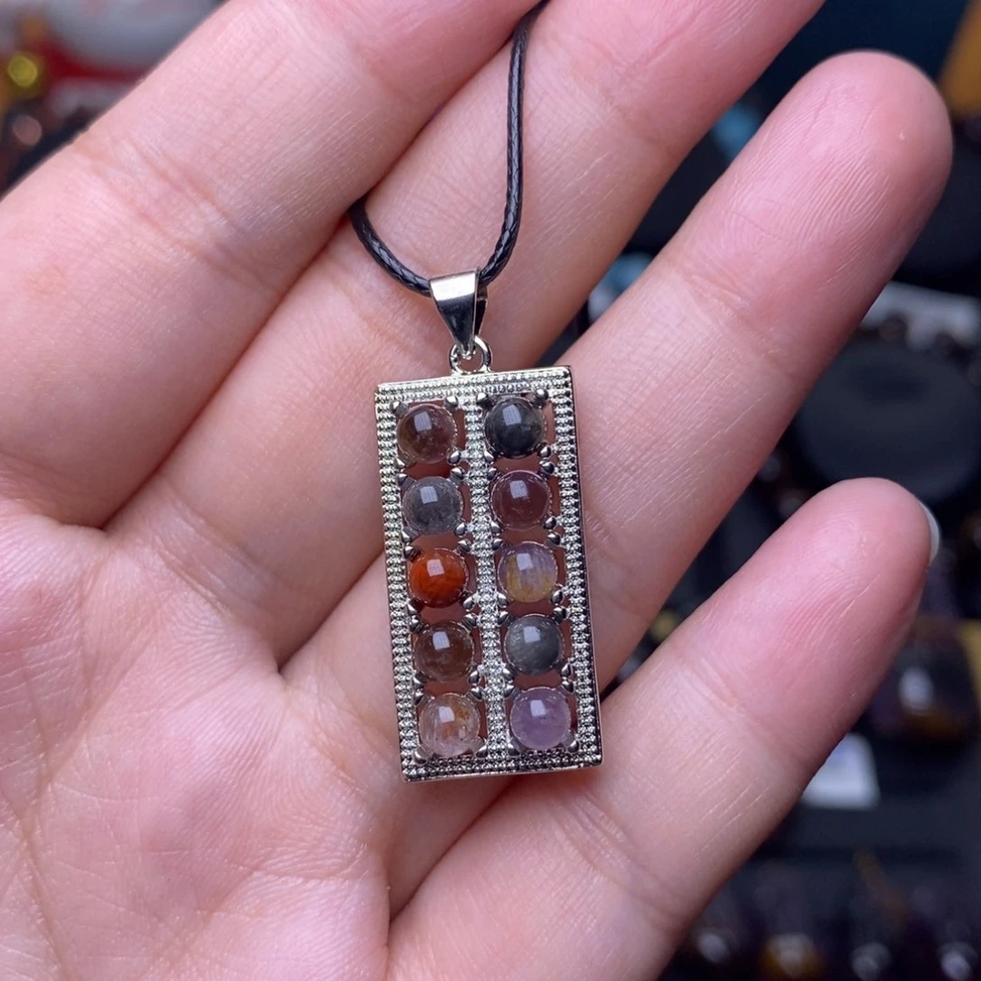 水晶手链银S925镶嵌极光算盘珠吊坠