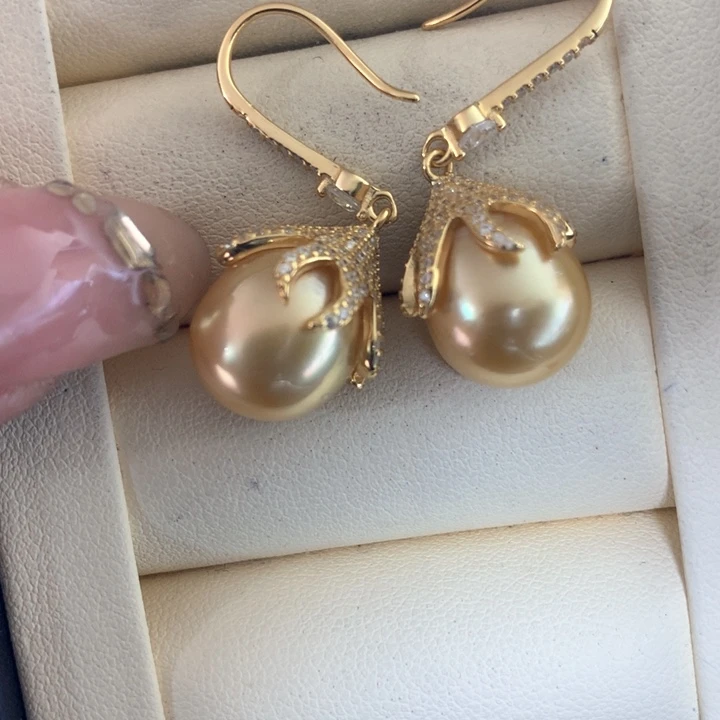 银S925镶嵌耳饰海水珍珠
