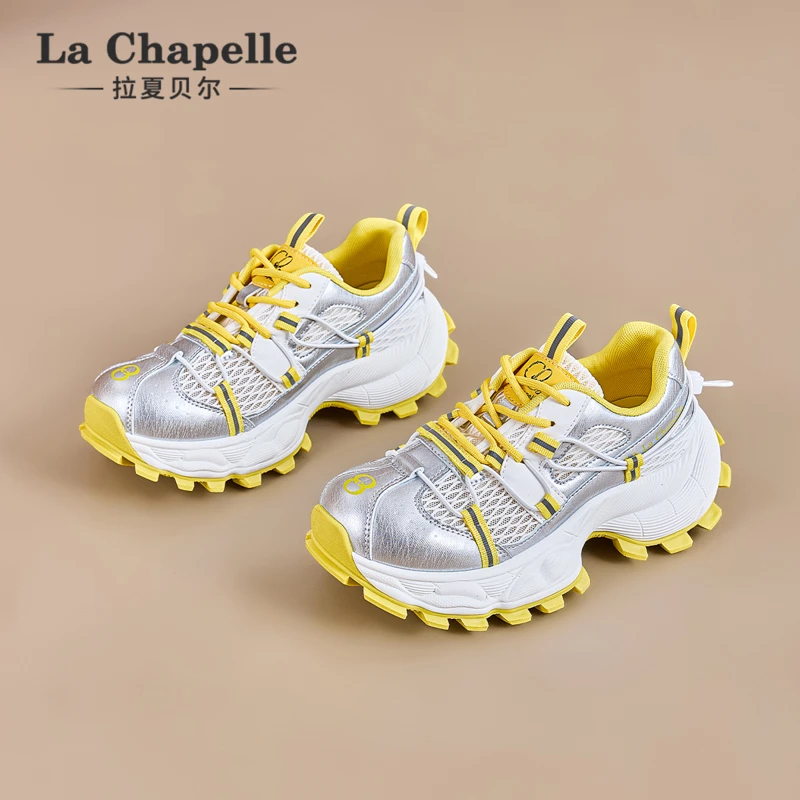 拉夏贝尔厚底老爹鞋女2025新款夏季网面透气百搭休闲运动鞋增高鞋