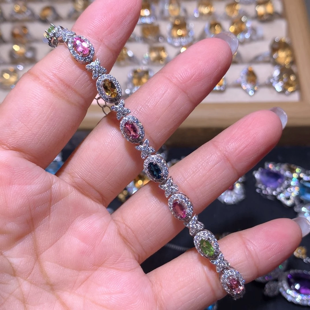 【闪购商品】手链银S925镶嵌碧玺?****?手链