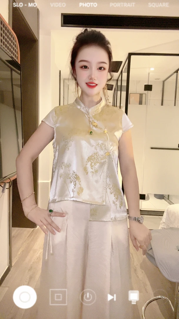 【雍容华贵】提花新中式宽松型国风气质透气显瘦百搭马甲短袖上衣