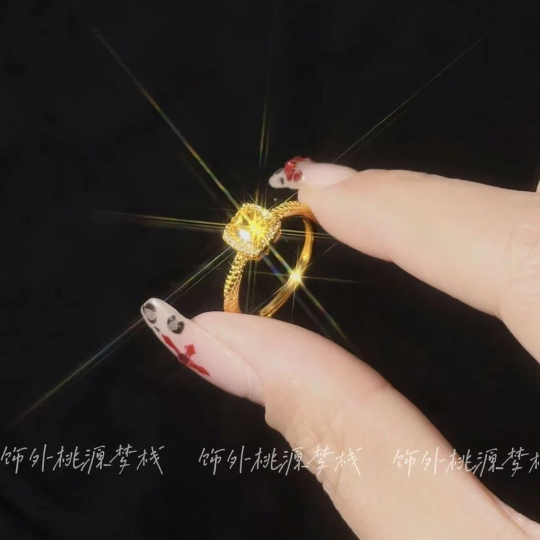 合金戒指 【小方糖戒指】可甜气质改款时尚优雅工艺精美素款窄版