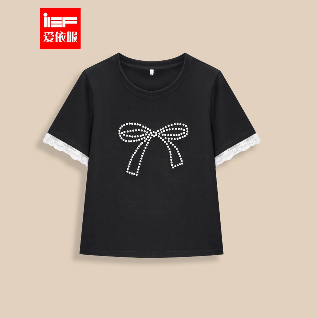 【美式休闲系列】IEF/爱依服2025夏季新款韩版甜美减龄通勤百搭T恤