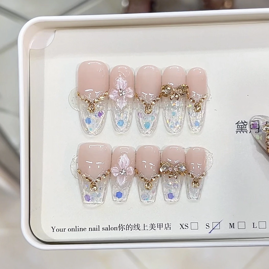 3000 NAIL “梦幻香槟”设计师高定原创纯手工高级感猫眼显白穿戴甲