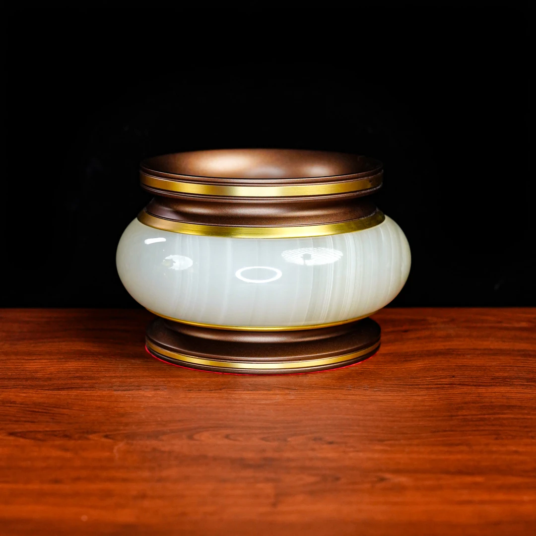 禅境宝阁《咖色白调香炉》黄铜香炉竹签香炉烧香炉家用插香桌面香炉