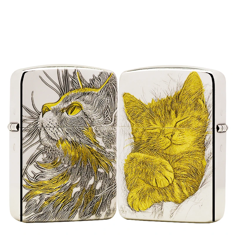 ZIPPO打火机正品/镀银鎏金-1941仰望星空睡猫【凯亚】DYJ1