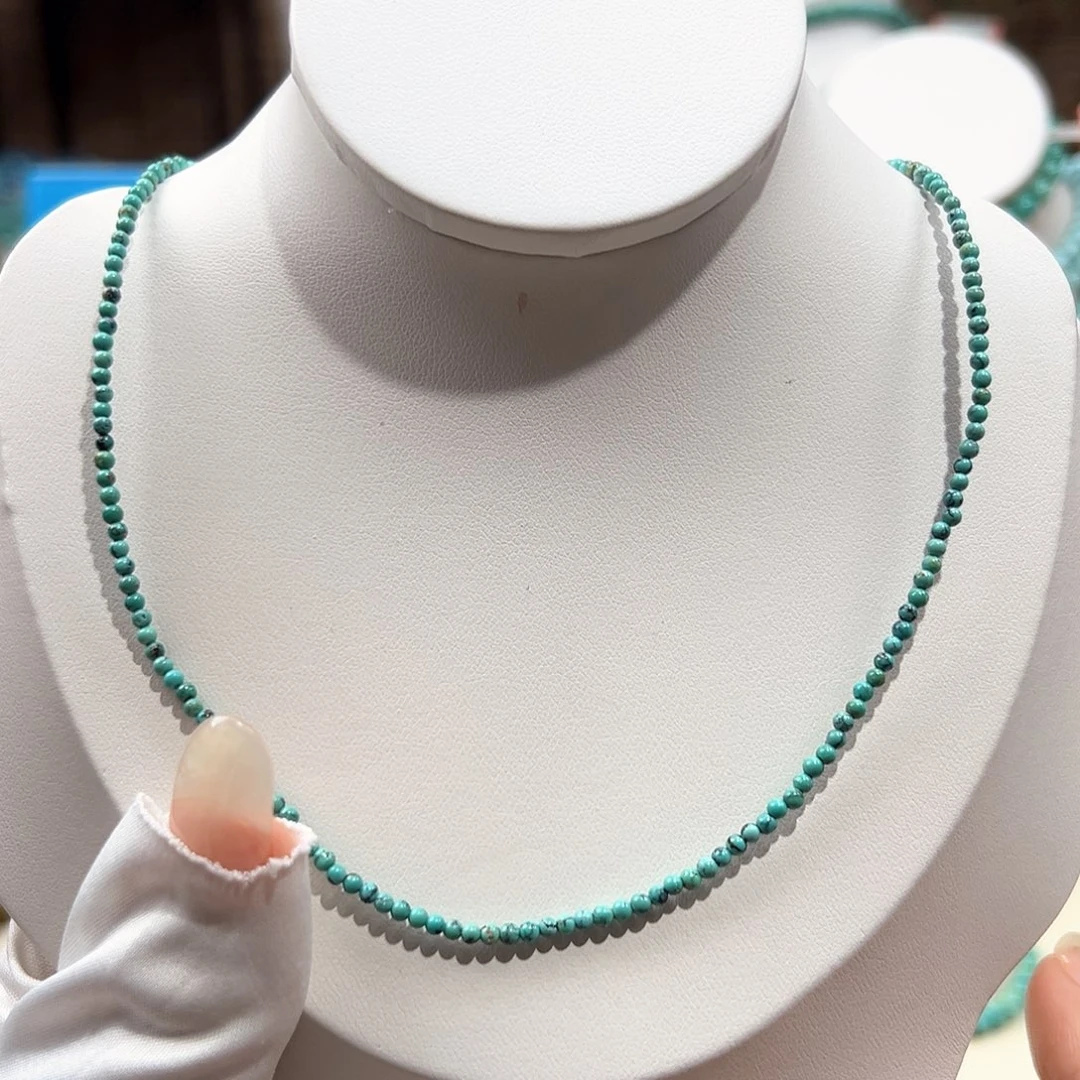 绿松石未镶嵌40小米珠锁骨链卡2+