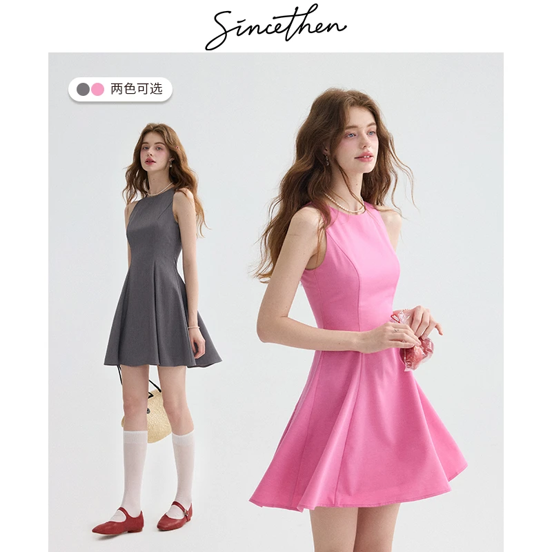 sincethen花粉热恋法式修身连衣裙小个子短裙无袖短款裙子女夏季
