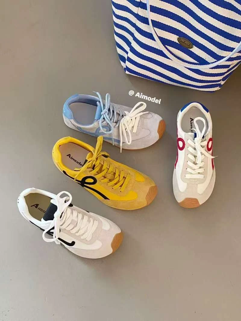 艾模儿2025春季新款舒适百搭时尚平底圆头阿甘鞋休闲女鞋