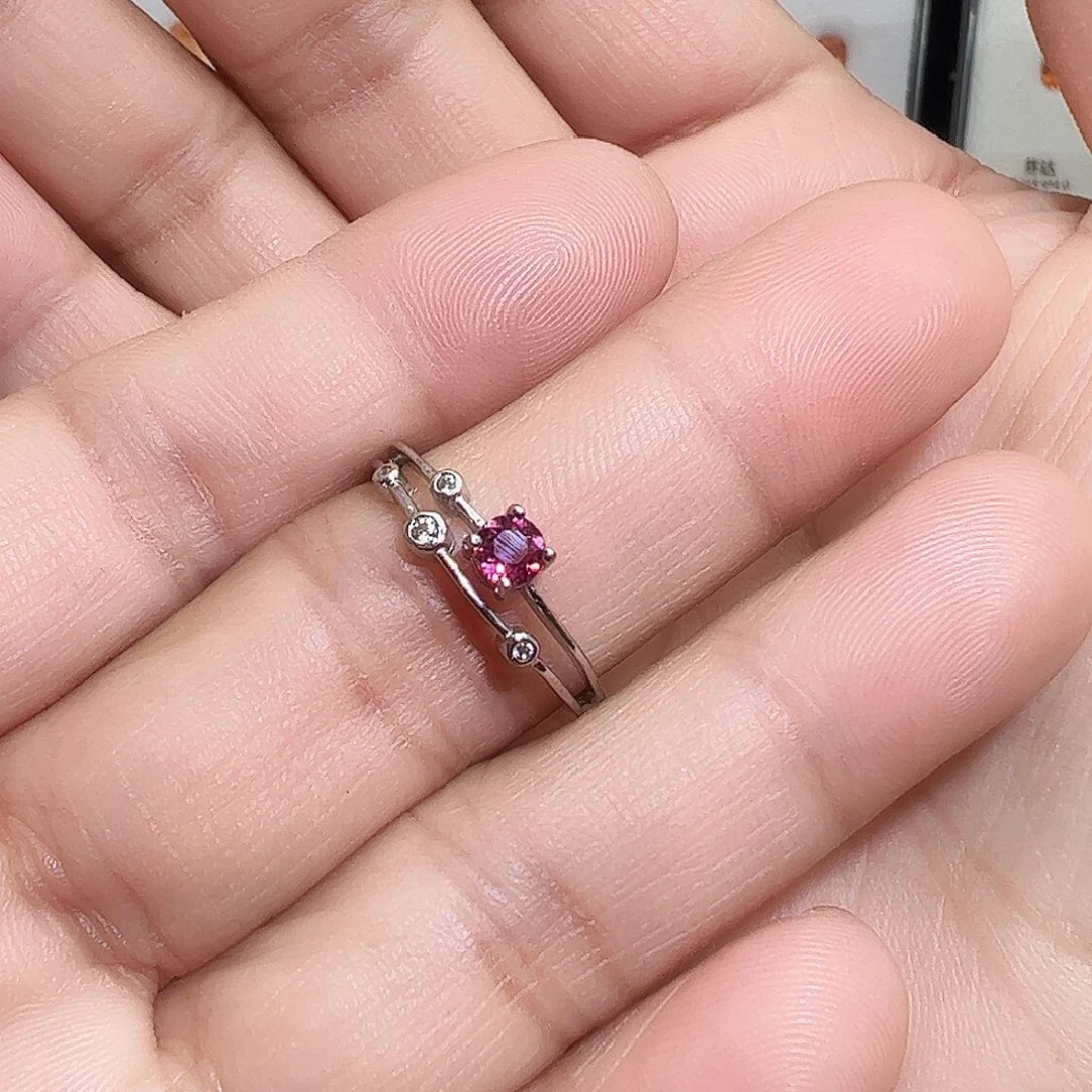 银S925镶嵌碧玺戒指特价