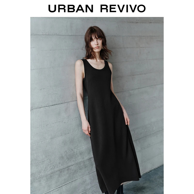 UR2025夏季新款女装简约气质通勤修身无袖连衣裙UWM750044
