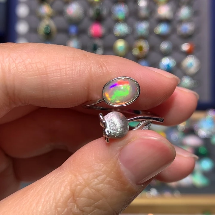 银S925镶嵌欧泊戒指款式