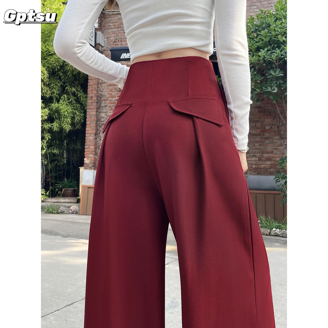 GPTSu高级感西装阔腿裤秋季新款高腰显瘦宽松直筒垂感休闲拖地裤