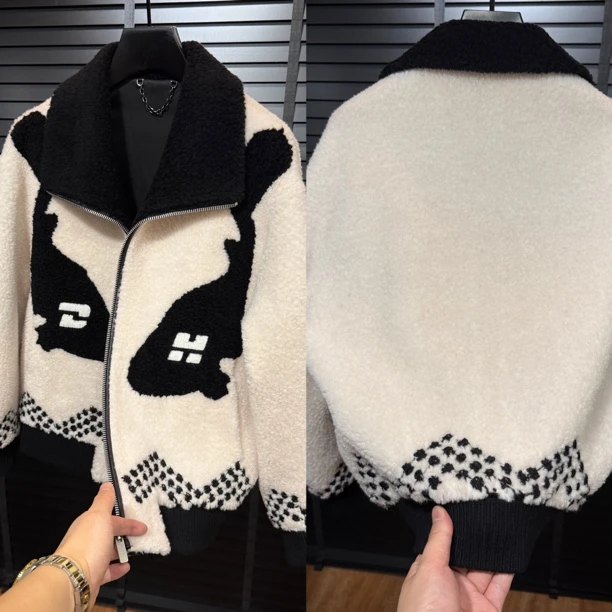 25130羊毛欧货翻领时尚轻奢风冬季外套青春潮流时尚穿搭