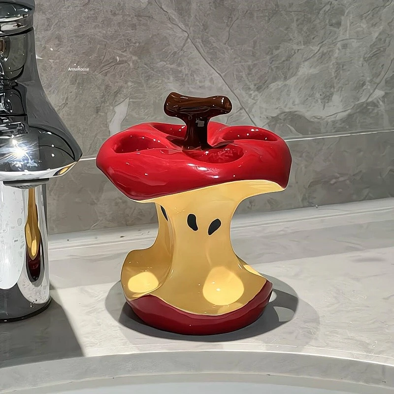 苹果核牙刷架陶瓷可沥水台面牙刷底座置物架