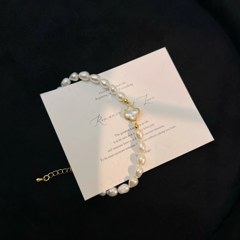 天然淡水珍珠经典四叶草一款两戴手链尾链可调节LH0634