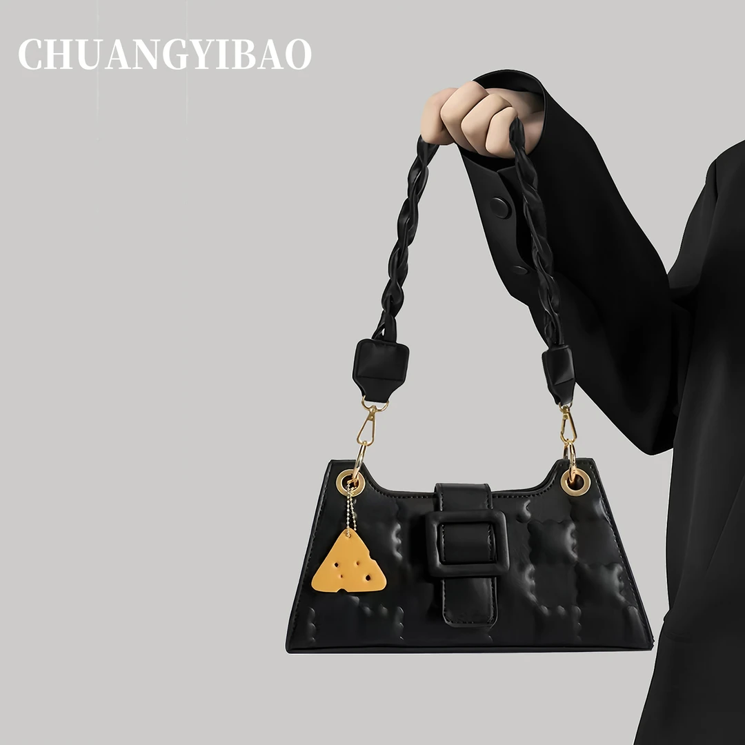 秋冬简约方块压花设计腋下包2025新款单品质感通勤单肩斜挎手提包