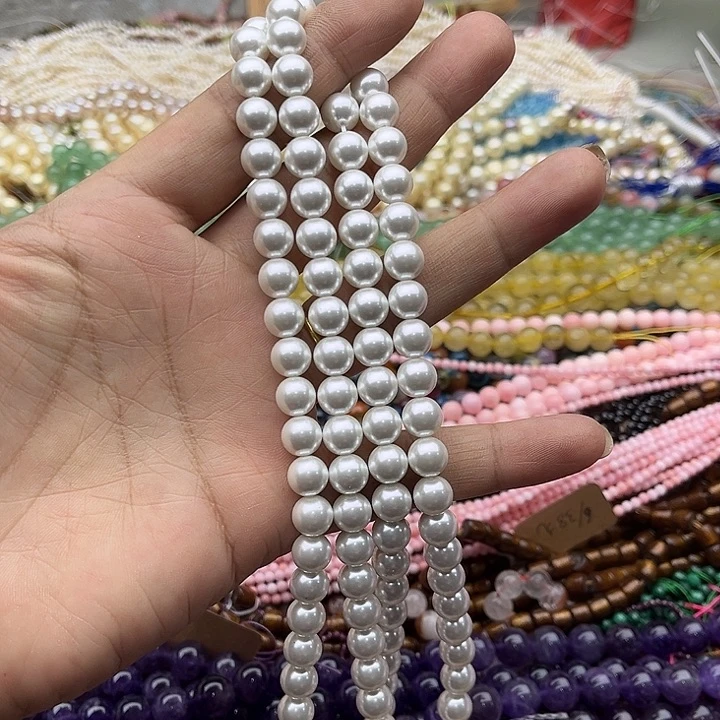 玛瑙/玉髓珠宝半成品未镶嵌一条8mm贝珠