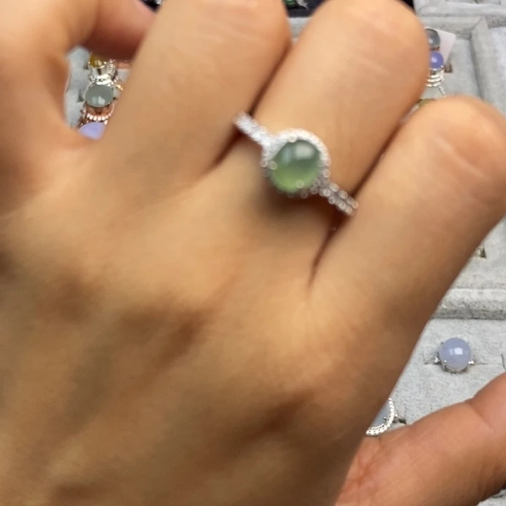 翡翠戒指银S925镶嵌戒指
