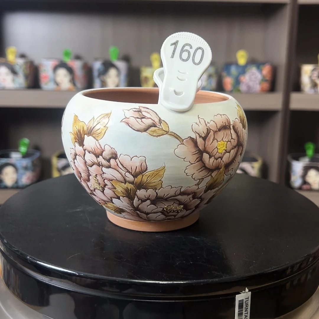 手绘陶瓷花盆口10.5高9.5
