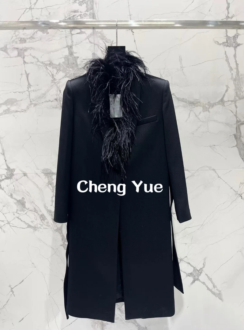 C·Y【罗兰】系带收腰大衣领子可拆卸气质名媛风大衣外套女