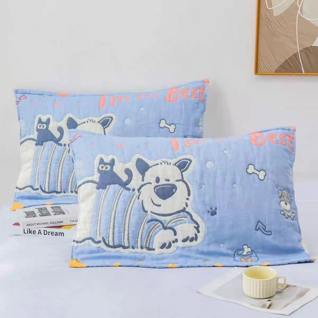 蓝蓝狗  52*78枕巾一对柔软亲肤透气加厚