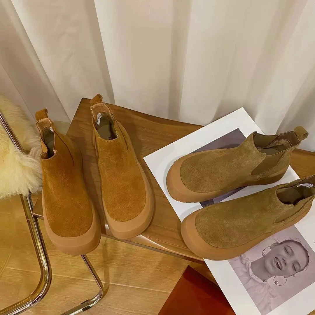 秋冬新款韩版通勤瘦瘦简约粗跟裸靴短靴283-8106(不加绒)