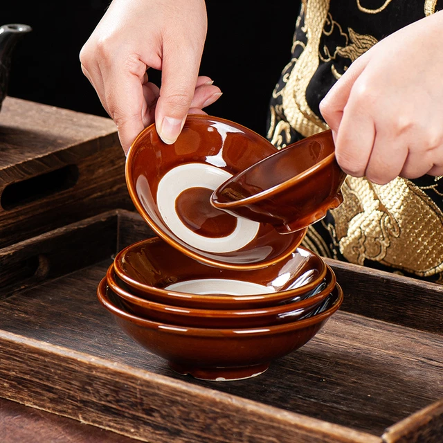 陶瓷覆古黑陶土碗餐具重庆老火锅店油碟碗下酒菜菜碗水浒传酒碗餐