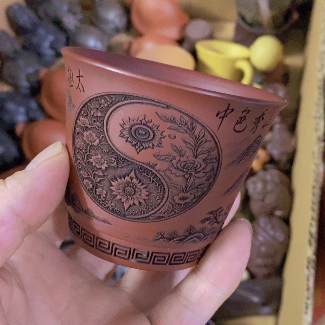 茶杯绿泥紫砂紫砂