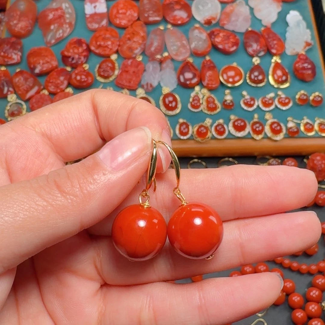 南红玛瑙南红 14+银S925镶嵌