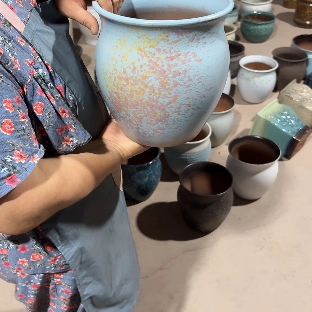紫砂花盆口21高23