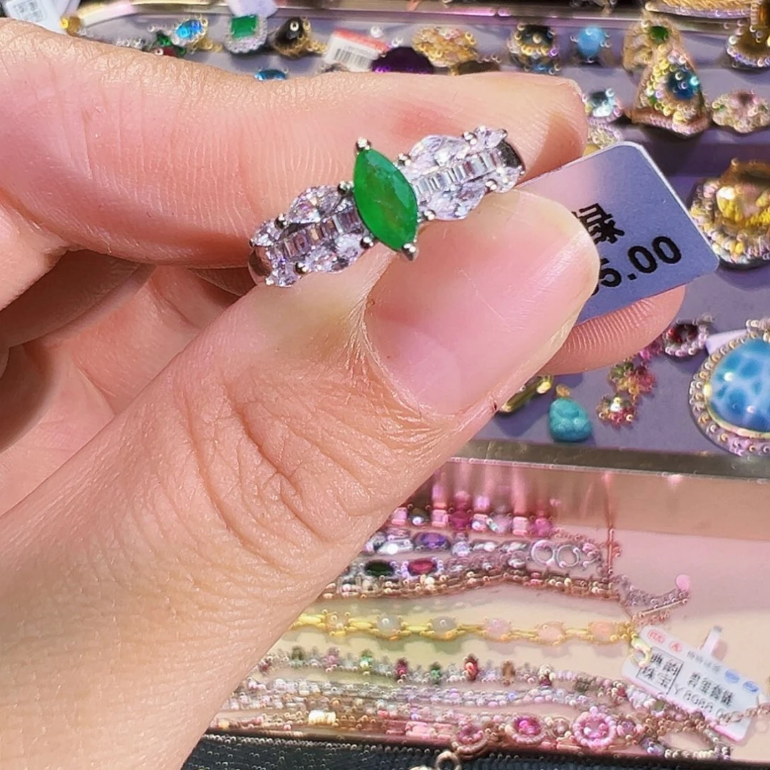 银S925镶嵌祖母绿珠宝奇石