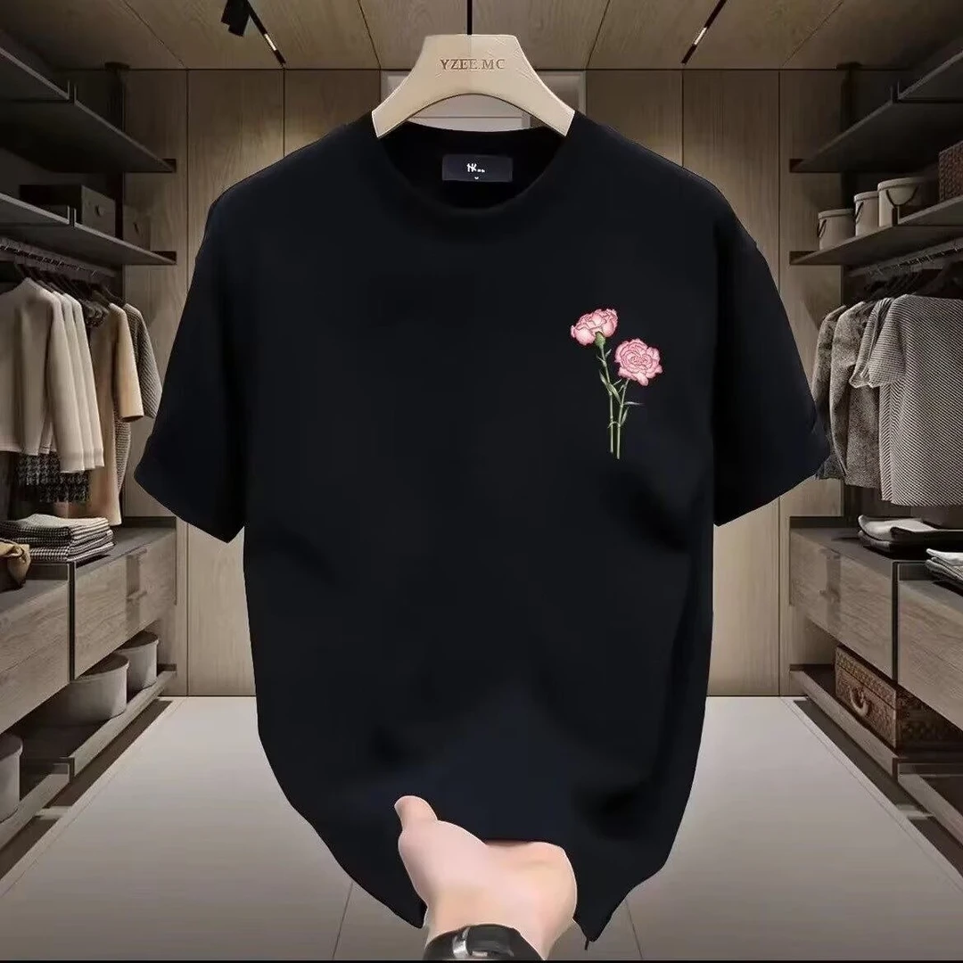 雅鹿男装纯棉t恤新款印花宽松纯棉半袖宽松衣服短袖t恤短袖男t恤